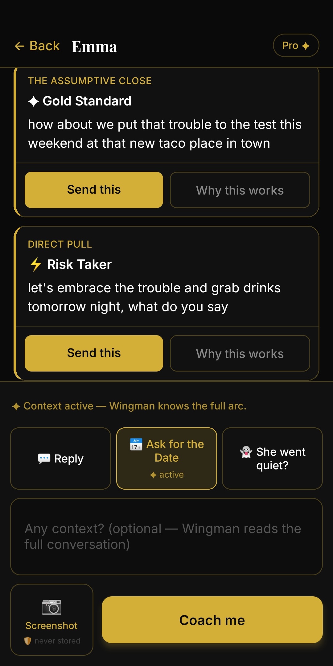 GoldWingman Ask for the Date mode